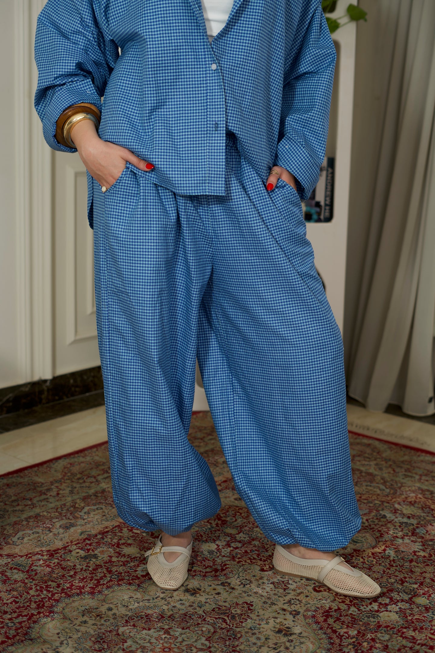 Blue Checkered Balloon Set