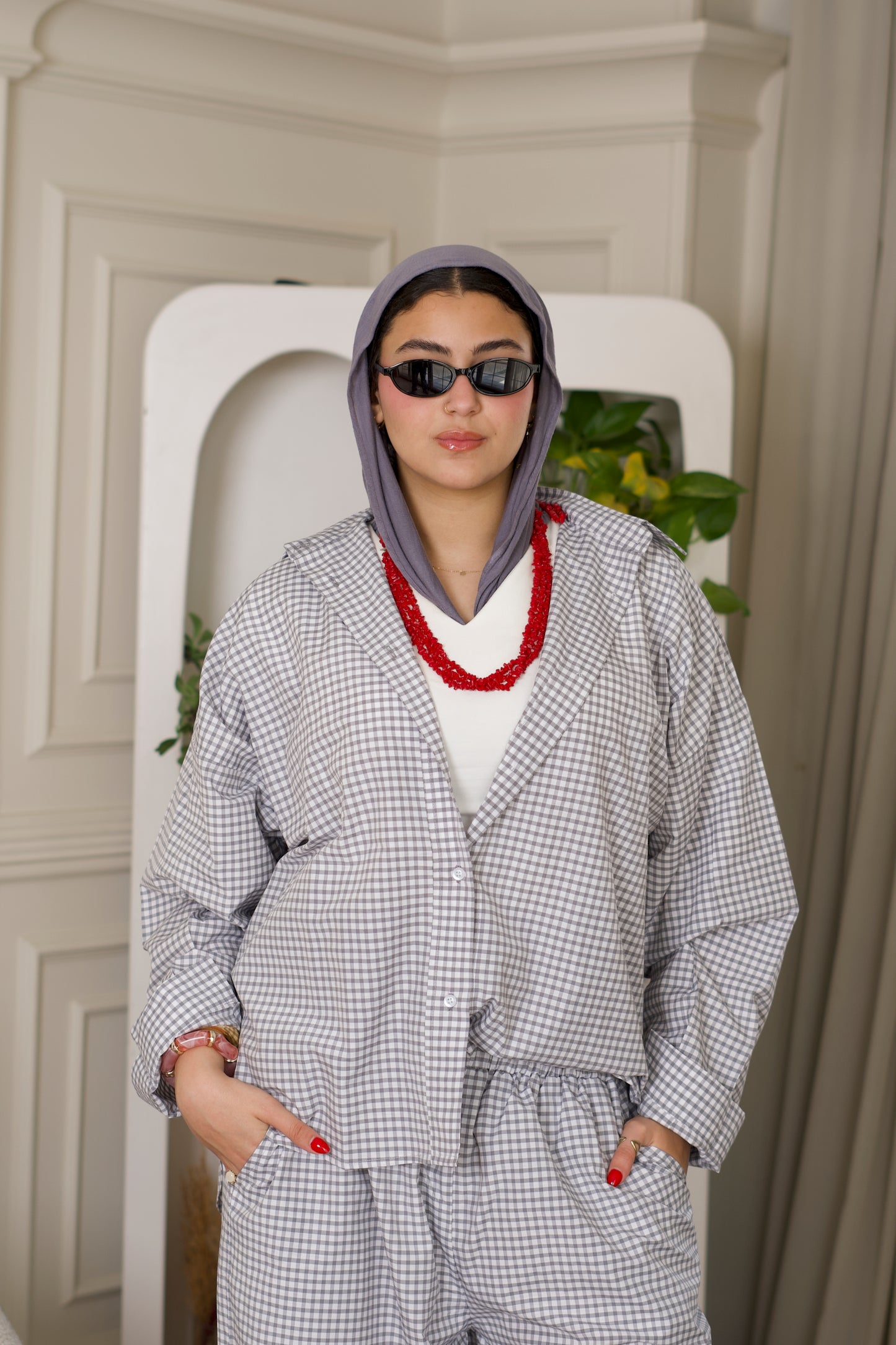 Grey Checkered Balloon Set