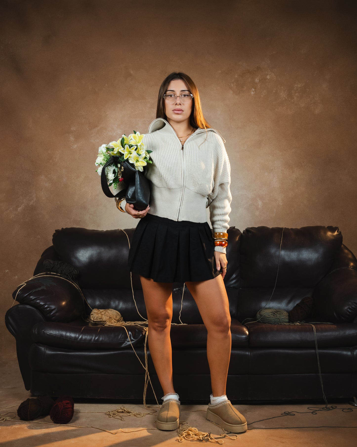 The Fitted Waist Beige Sweater