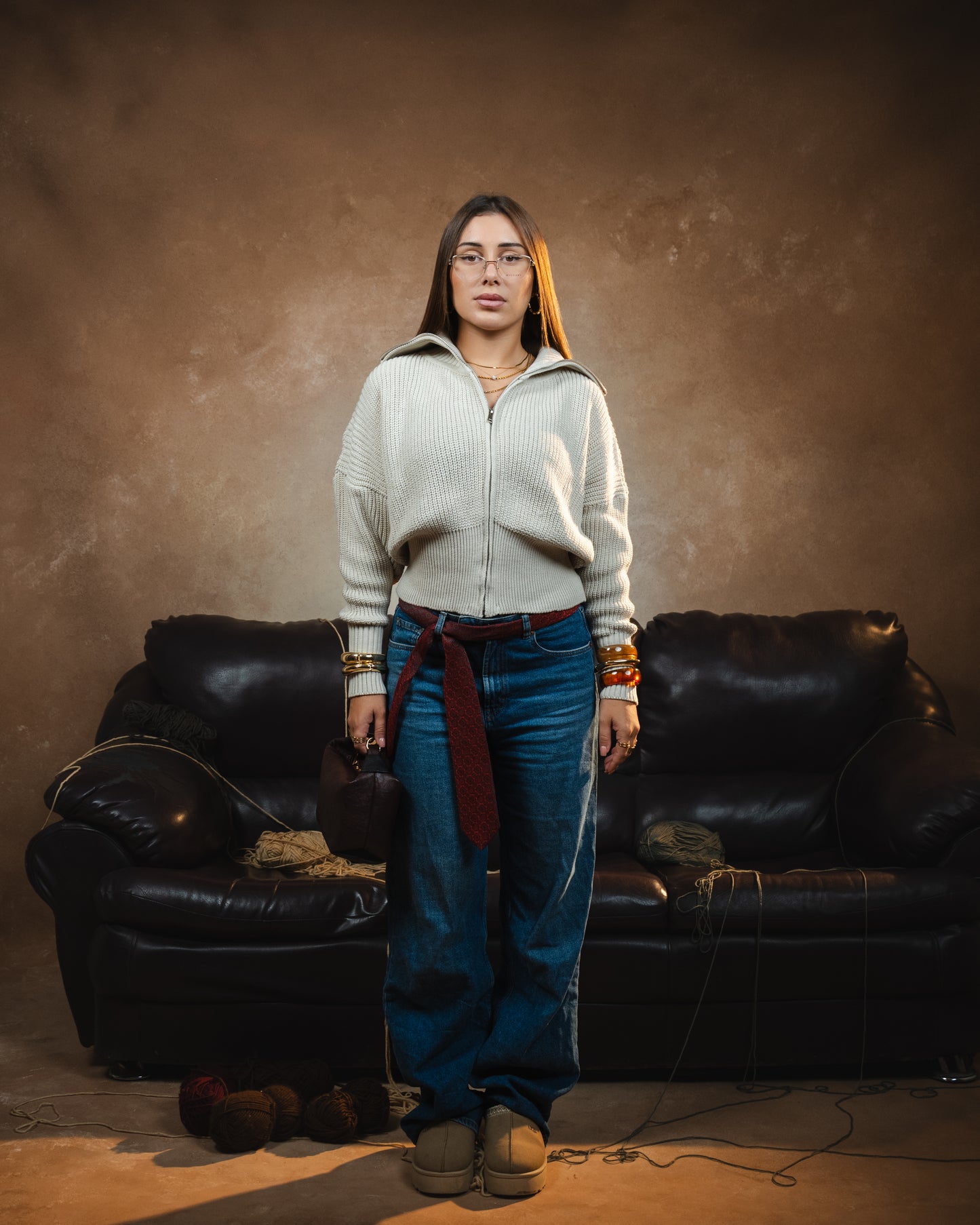 The Fitted Waist Beige Sweater