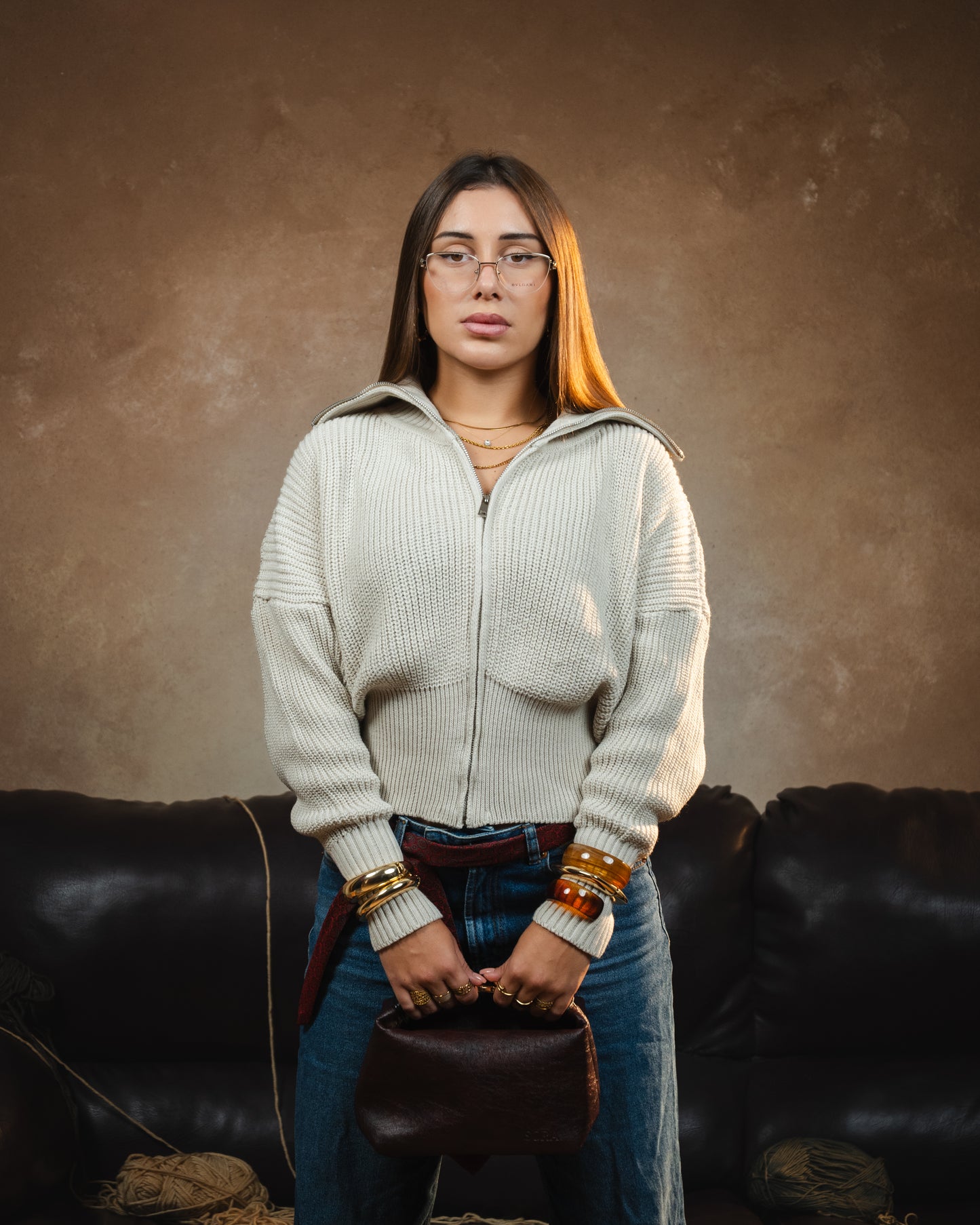 The Fitted Waist Beige Sweater